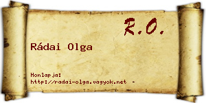 Rádai Olga névjegykártya